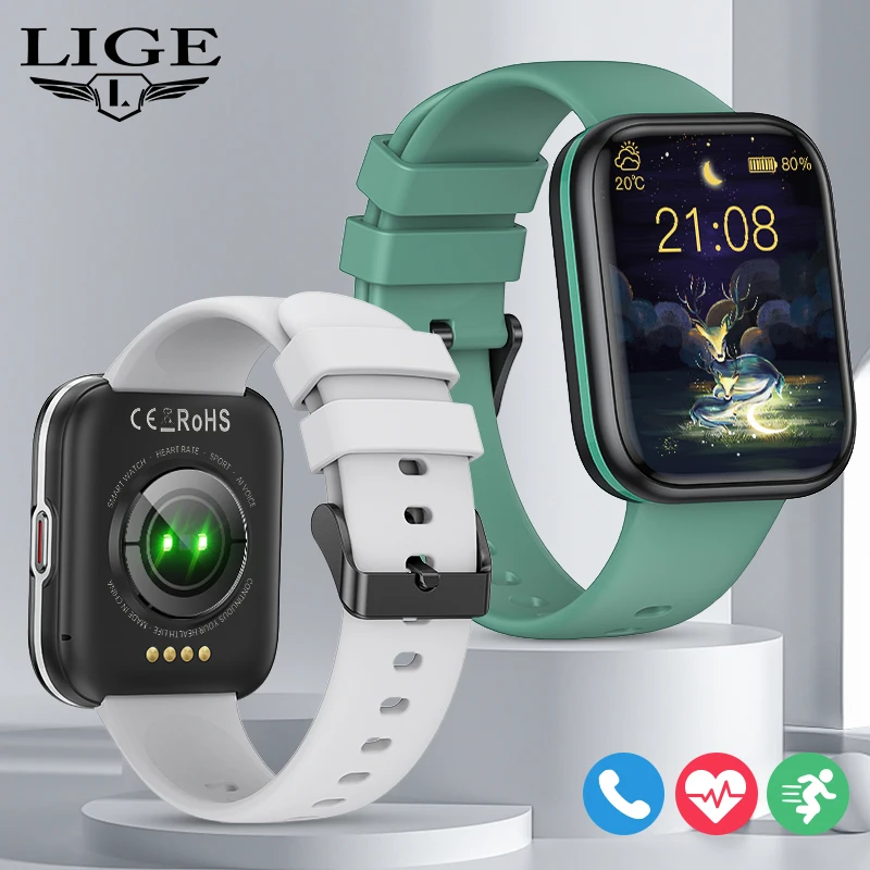 

LIGE NFC Smart Watch Men Women Language Assistant Bluetooth Call Anti Static Waterproof Smartwatch Sports Fitness Tracker Watch