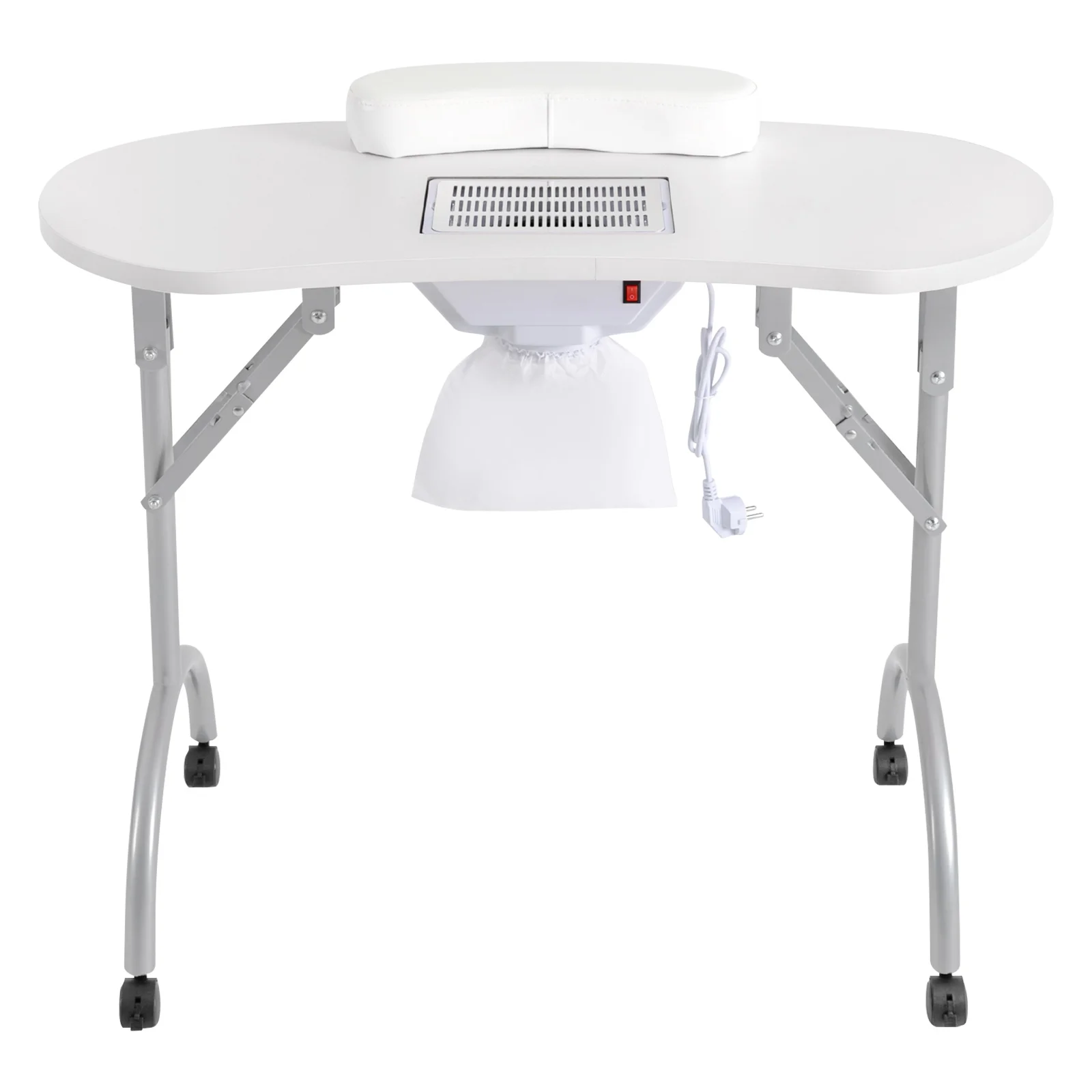 Biały stół do manicure, biurko do paznokci, składany, przenośny, z torbą do przenoszenia