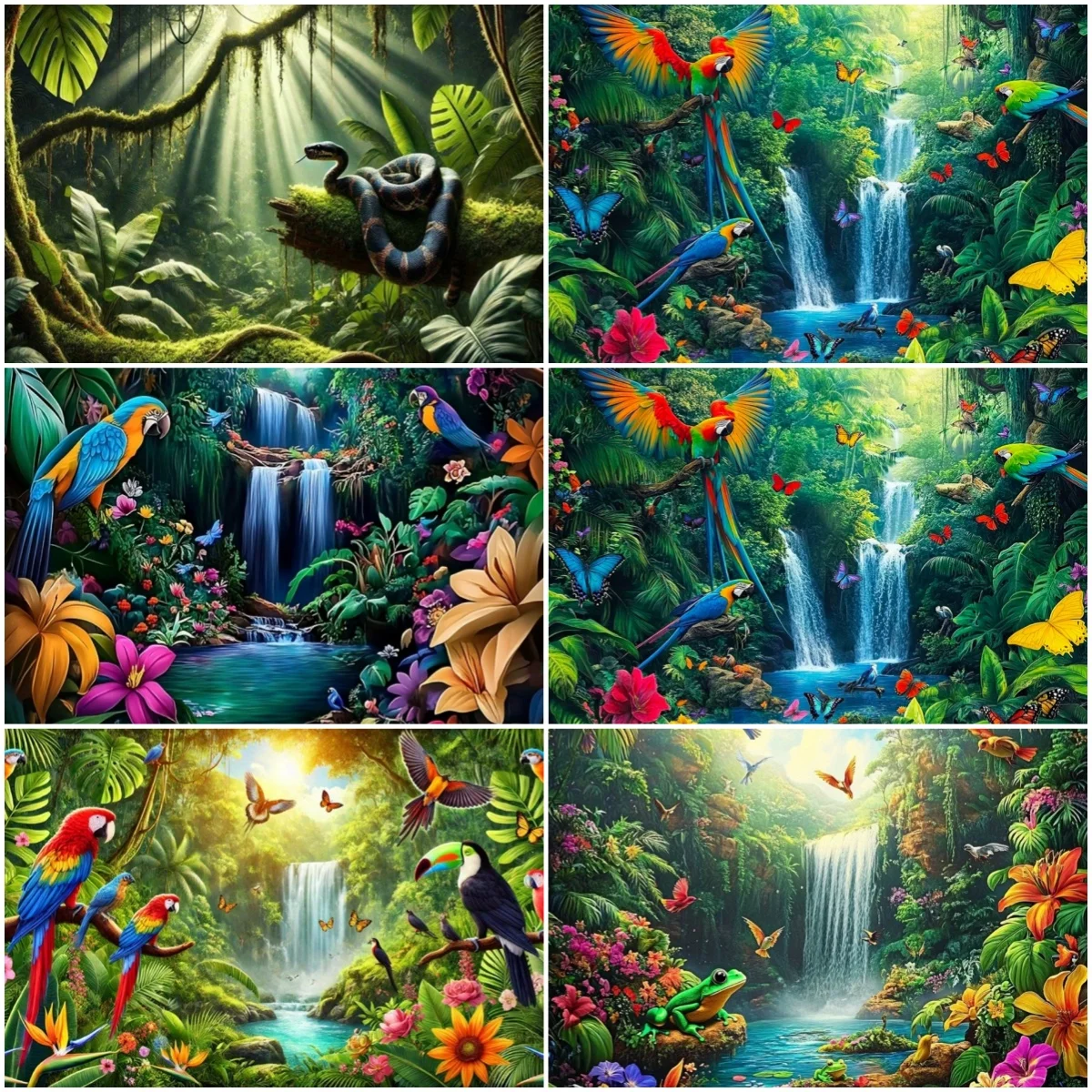 

Tropical Jungle Backdrop Natural Scenery Rainforest Forest Green Grass Photography Background Parrot Safari Party Decor Banner