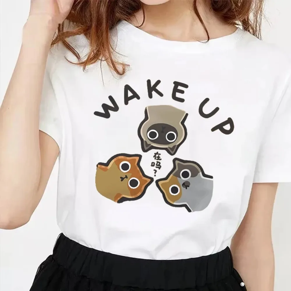 Fashion Wake Up 3 Cats Onlookers T-shirt Women Fashion O-Neck Short Sleeve T-Shirt Unisex Clothing Harajuku Female Clothes Top