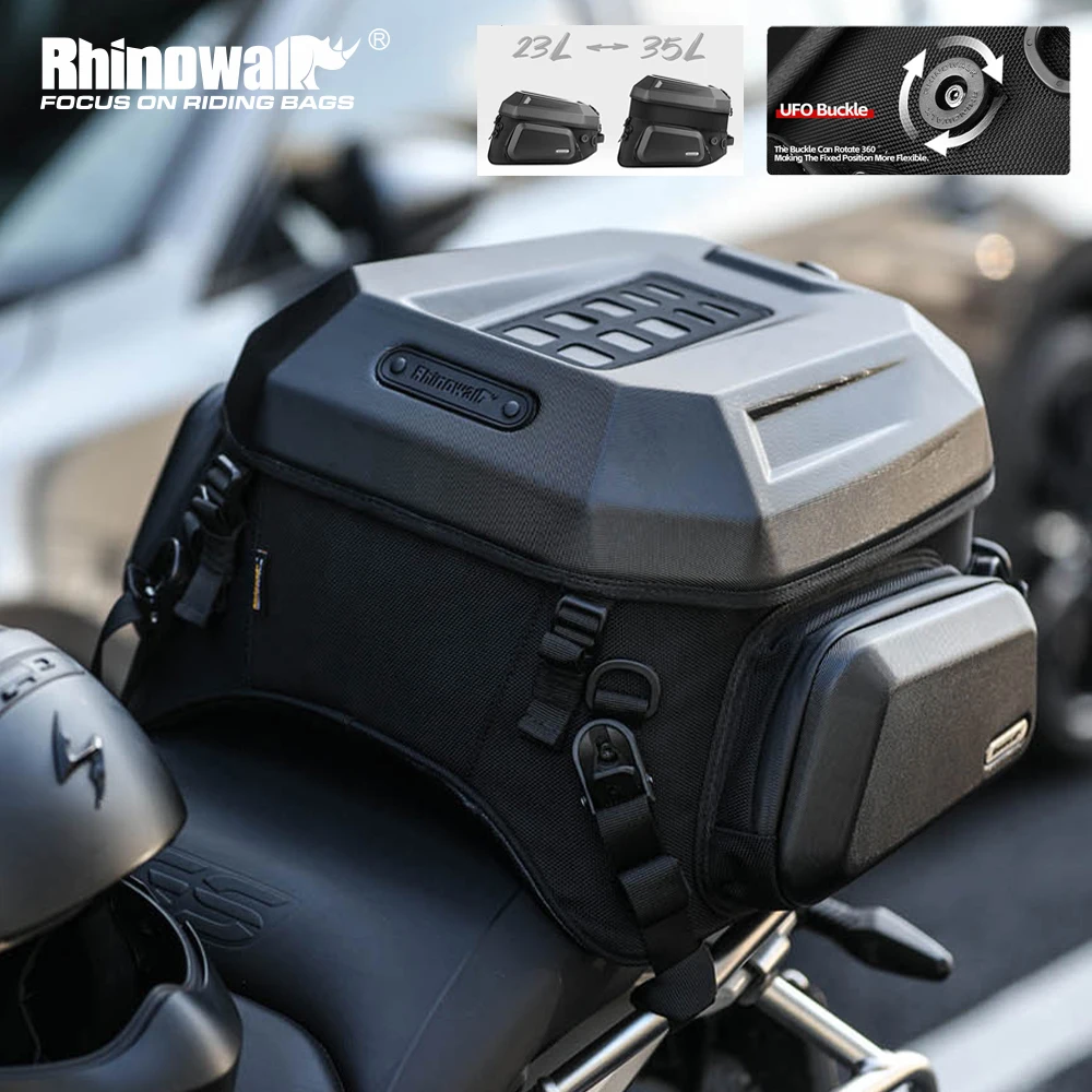 Rhinowalk Motorcycle Rear Seat Bag  Luggage With Waterproof Inner Bag Hard Shell Helmet Clothing Camera Bag 23L-35L Motorcycle