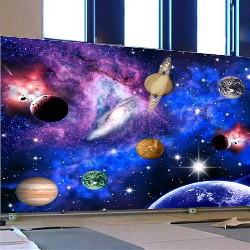 

Planet outer space galaxy bar KTV restaurant background wallpaper 3D universe starry sky living room background mural wallpaper