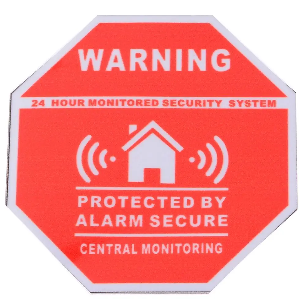 10cm*10cm Security Alarm Sticker Tool Waterproof Anti Theft Warning Signs Decals Fashion Red Safety System Stickers