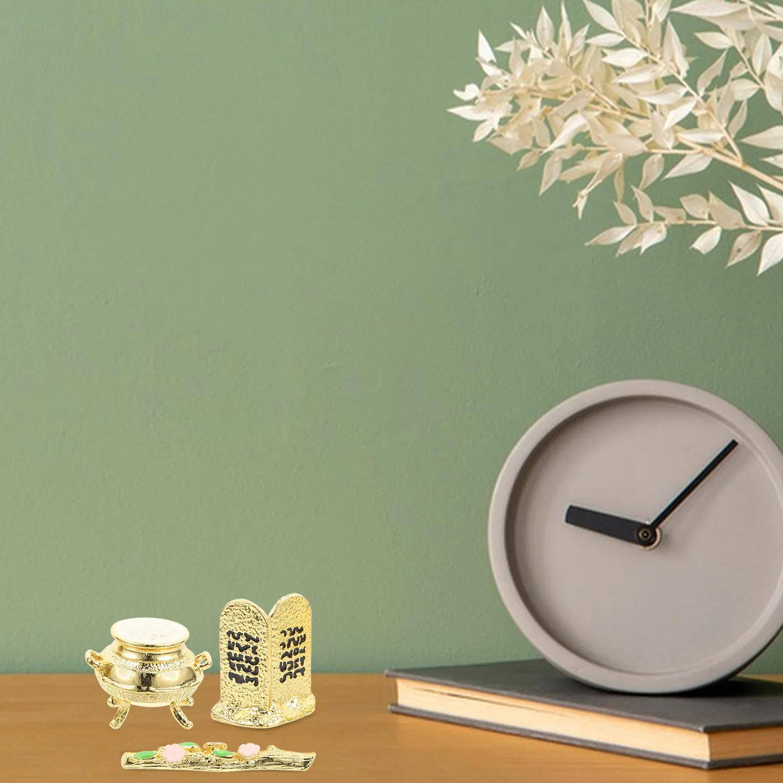 

1 Set Ark Of 3-Piece Zinc Alloy Desktop Sculpture Decor For Church Temple Home Office Indoor Religious Ornament