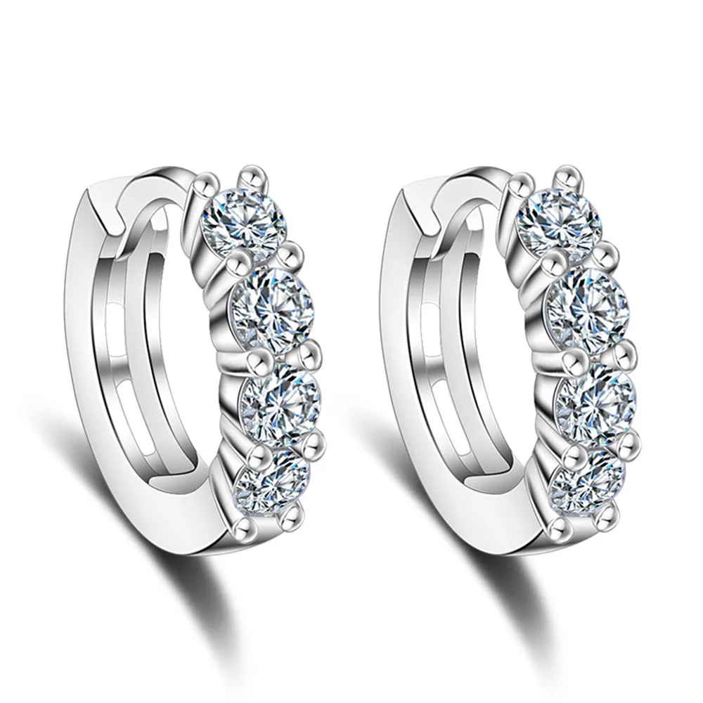 925 Sterling Silver Hollow Row Zircon Earrings For Women Wedding Party Fashion Charm Luxury  Jewelry