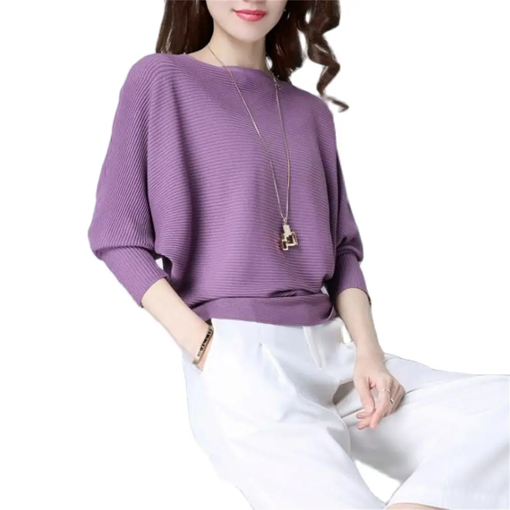 Fall Sweatershirt Women Slash Neck Knitted Winter Sweaters Tops Female Batwing Cashmere Casual Pullovers Jumper Pull Femme 2024