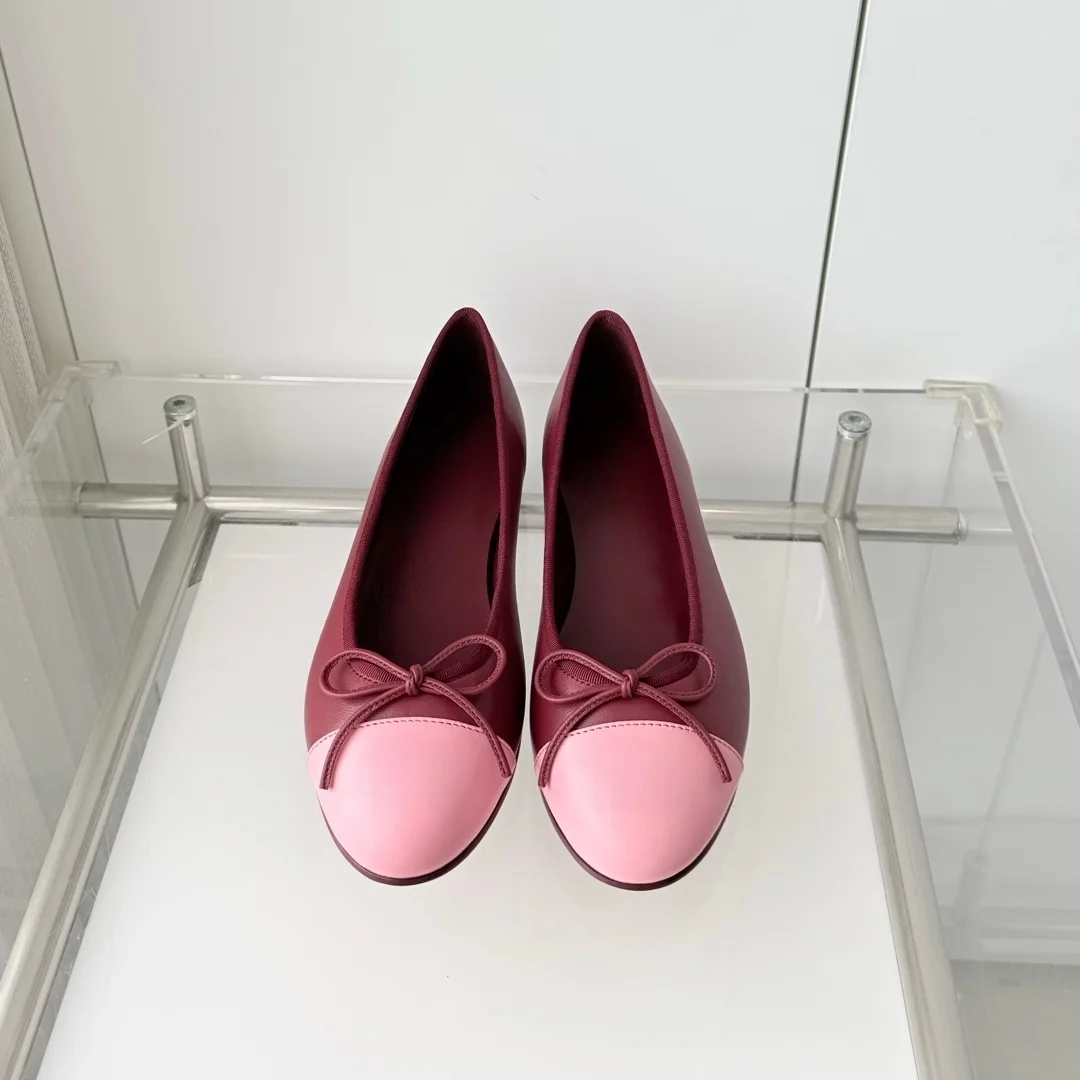 Luxury Brand Women's Ballet Flats Dance Shoes Low-heel Shoes Bow-Detail Outdoor Hiking Shoes Materials Sheepskin Minimalist view 4
