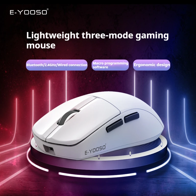 

E-YOOSO X-44 Pro Беспроводная игровая мышь PAW3395 4 кГц 26000 точек на дюйм Bluetooth 2,4G Проводная легкая игровая мышь для киберспорта для портативных ПК