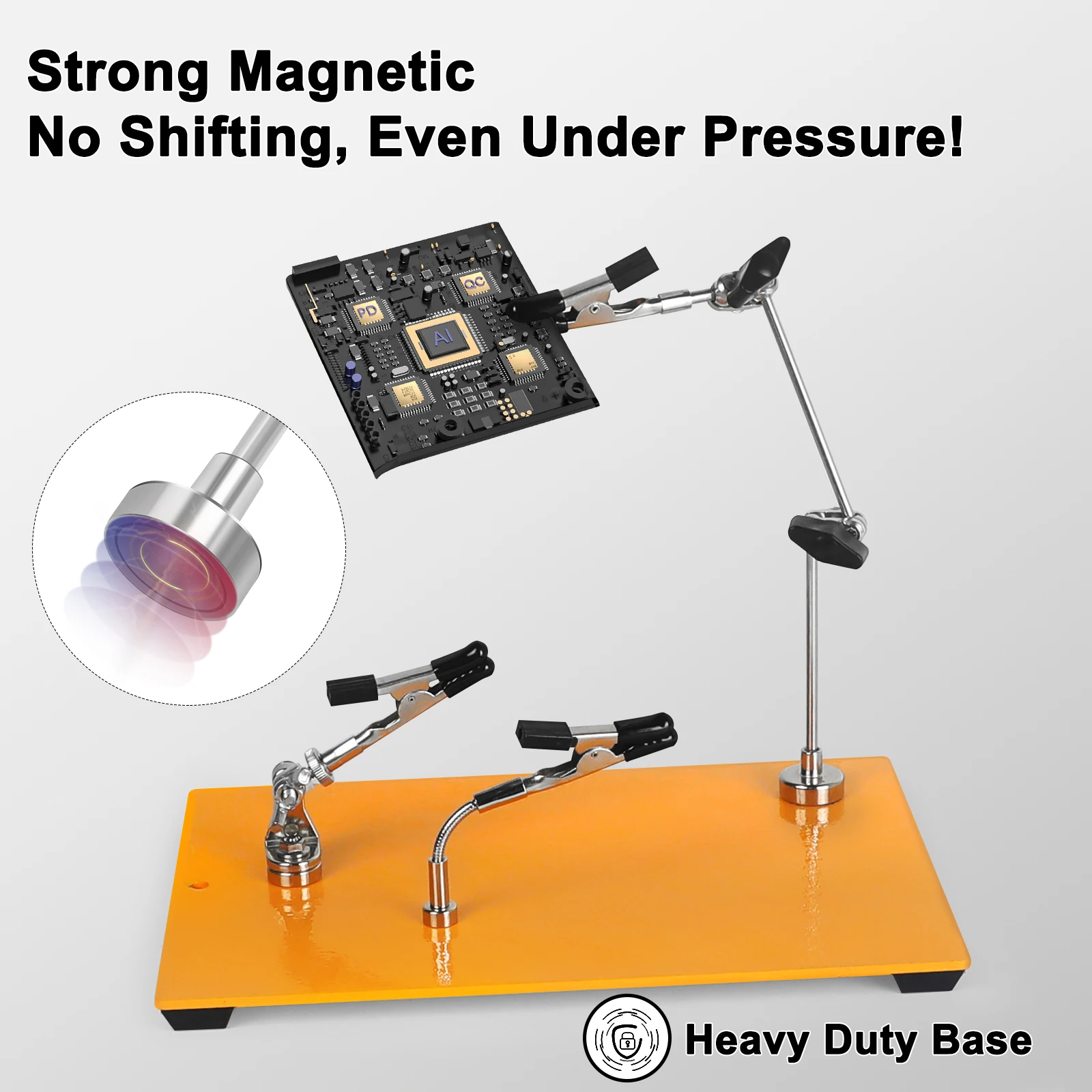 Toolour Magnetic Helping Hands Soldering Tool with 6 Metal Flexible Arms PCB Holder Third Hand Tool for Electronics Repair