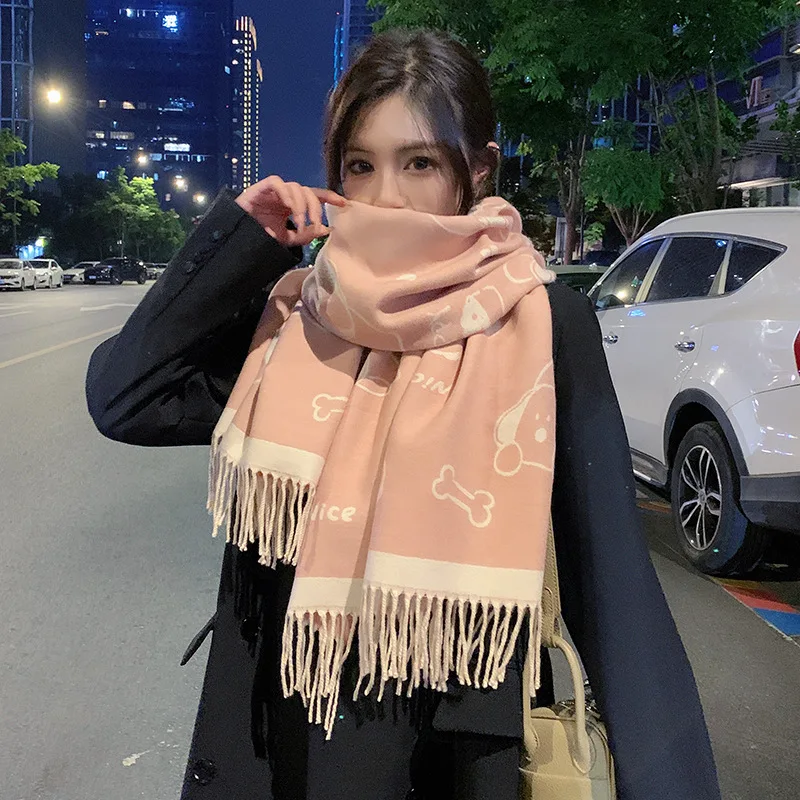 

2024 New Women Autumn and Winter Printing Fashion 100% Cashmere Scarf Universal Temperament Double-sided Warm Neck Scarf Shawl