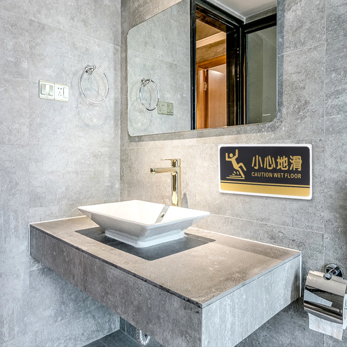 2 قطعة الحذر الرطب الطابق لافتة الاكريليك أرضية حمام السباحة تسجيل متعددة الأغراض الجدار ملصق للمرحاض مطعم حمام سباحة المرور