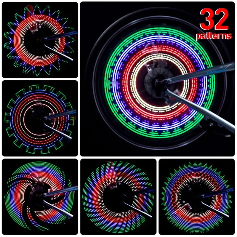 Bicycle Spoke Light Cycling 32 LED Flash Lamp Bike Light Motorcycle Wheel Wire Warning Lamp With Battery Outdoor Cycling Lights