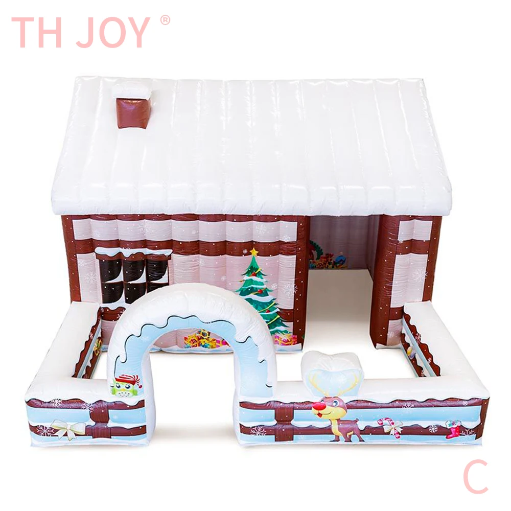 fast air ship to door, 2024 new inflatable santa grotto, outdoor indoor decoration Christmas house santa house for sale