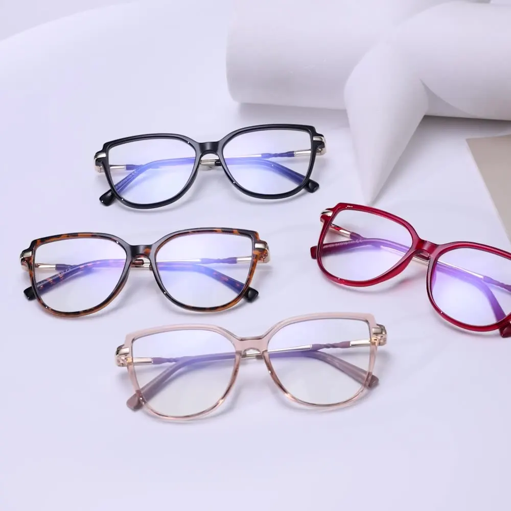 Women's glasses TR frame, cat eye shaped metal spring hinge, anti blue light, not easy to break, good toughness