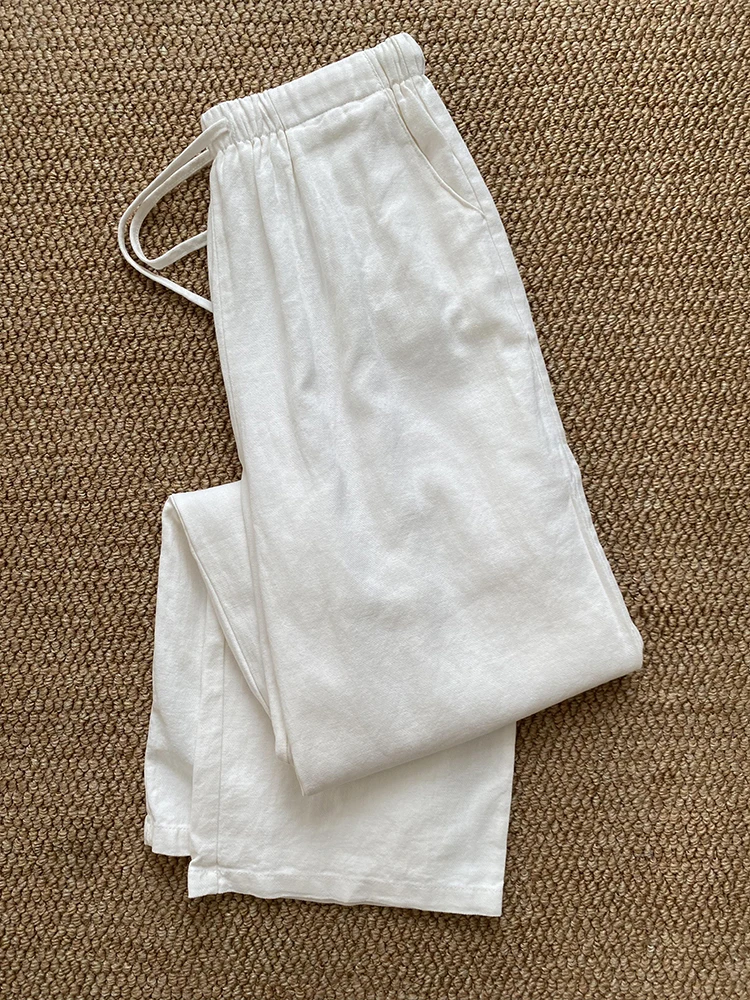 

Lightweight Breathable Loose Straight Leg Cotton Linen Men's Summer Casual Pants Comfortable Faionable Trousers