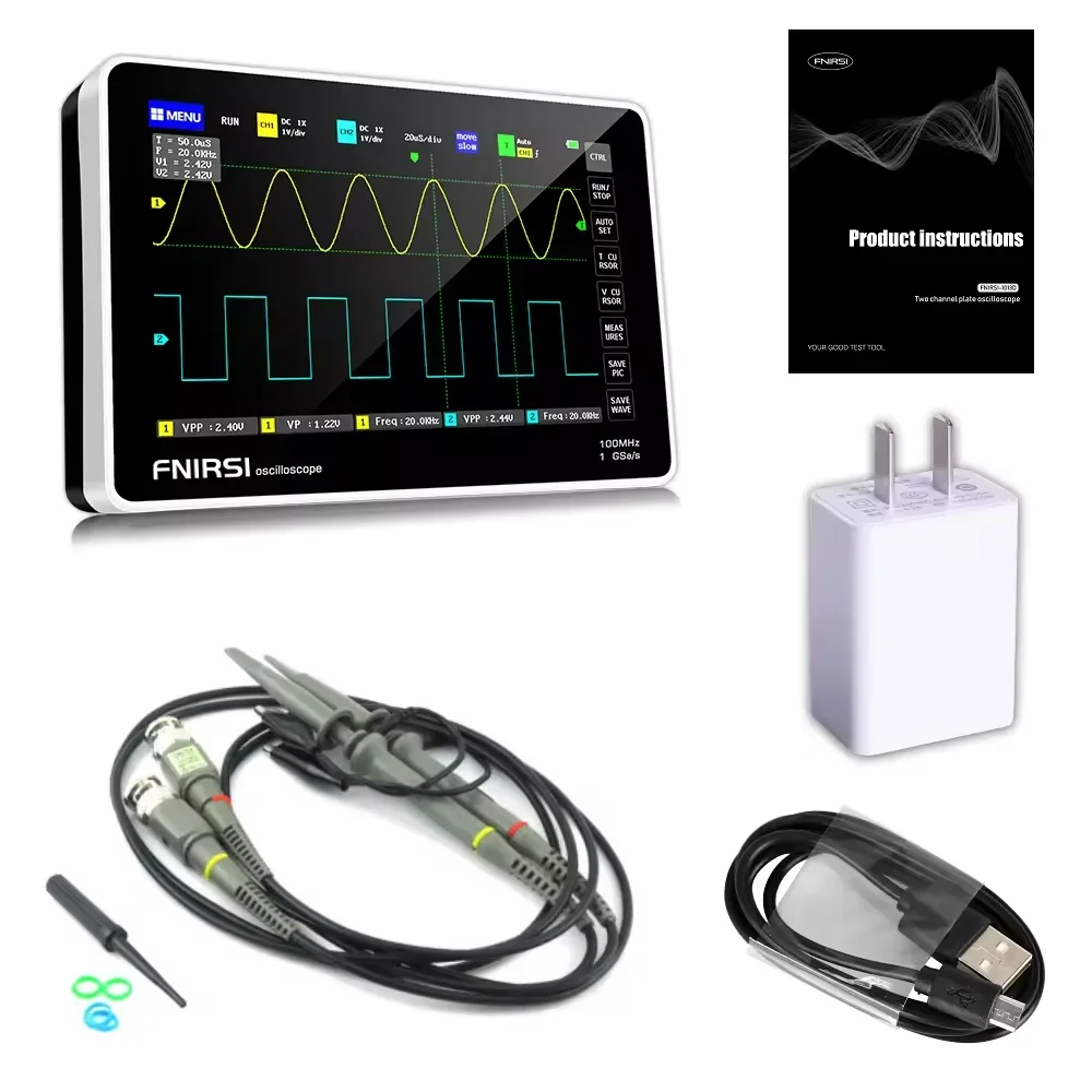 

1013D Digital Tablet Oscilloscope Dual Channel 100M Bandwidth 1GS Sampling Rate Mini Digital Oscilloscope