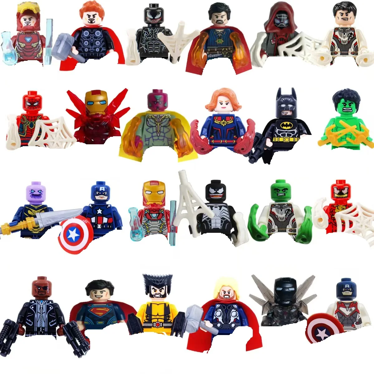 8/24 Marvel Superhero Mini Building Blocks 3D Mobile Doll Spider Man Iron Man Assembles Building Blocks Children's Toys