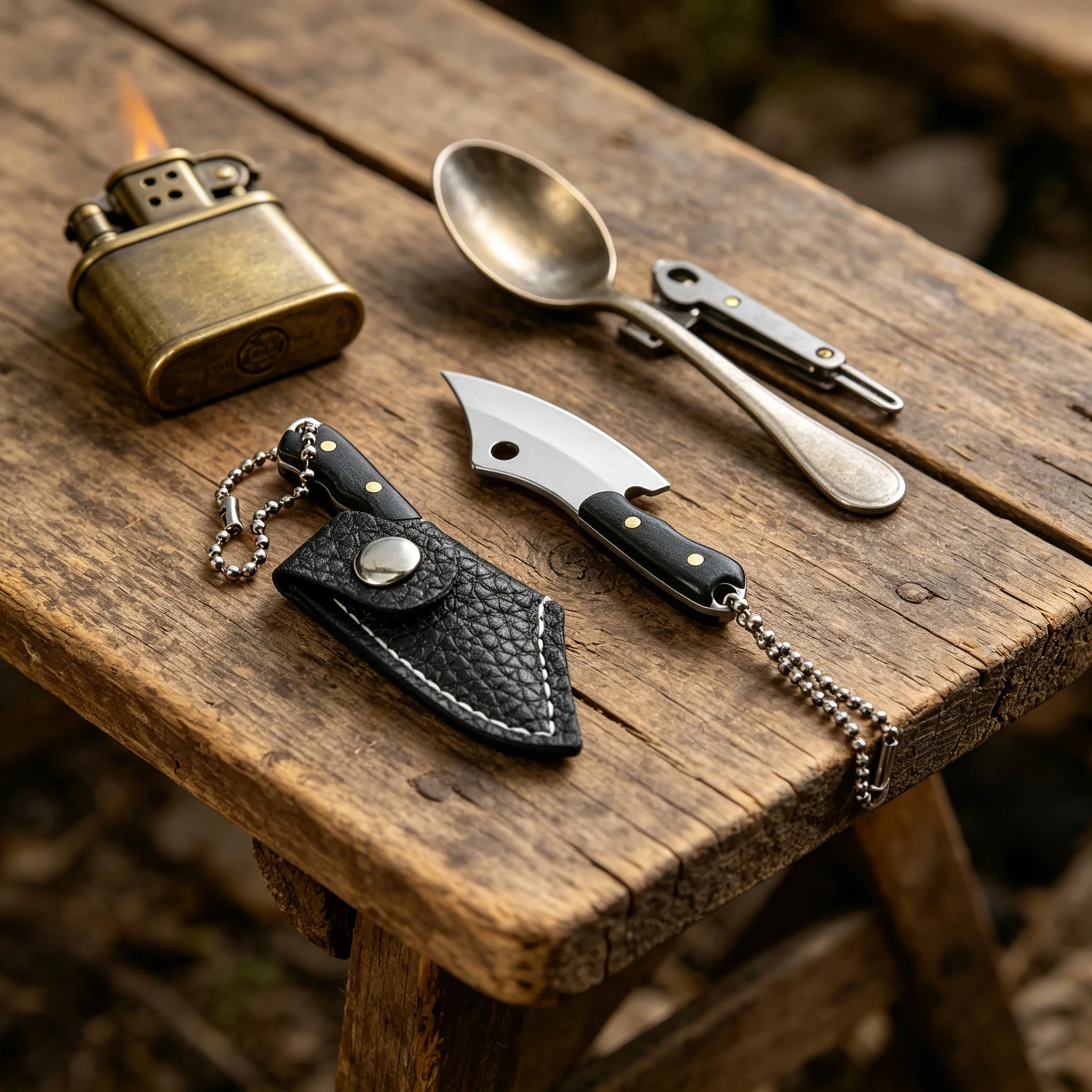 Mini Cleaver Keychain Knife Stainless Steel Blade Wood Handle with Leather Sheath Pocket Knife for Unboxing Outdoor Utility Tool