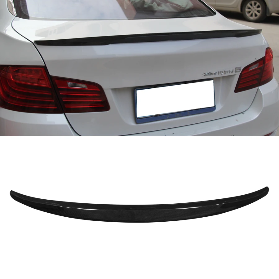 For BMW 5 Series F10 F18 520i 525 530i P Style Real Carbon Fiber Tail fins Rear Deck Spoiler Duckbill Car Retrofit the rear wing