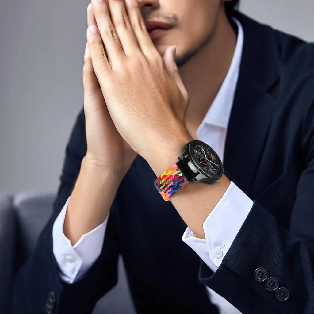 Плетеный нейлоновый ремешок 20 мм 22 мм для Samsung Galaxy Watch 3 46 мм 42 мм active 2 Gear S3 Браслет для Huawei GT 2 2e Pro для amazfit