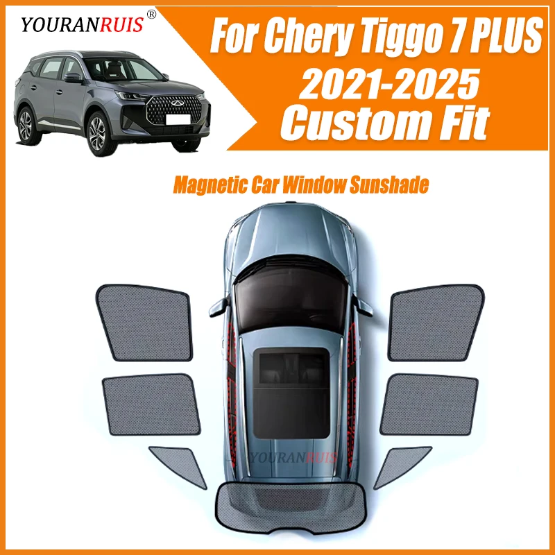 

Magnetic Car Windows Sunshade Side Heat insulation Mesh Sun Curtain Visor UV Protection For Chery Tiggo 7 PLUS 2021-2025
