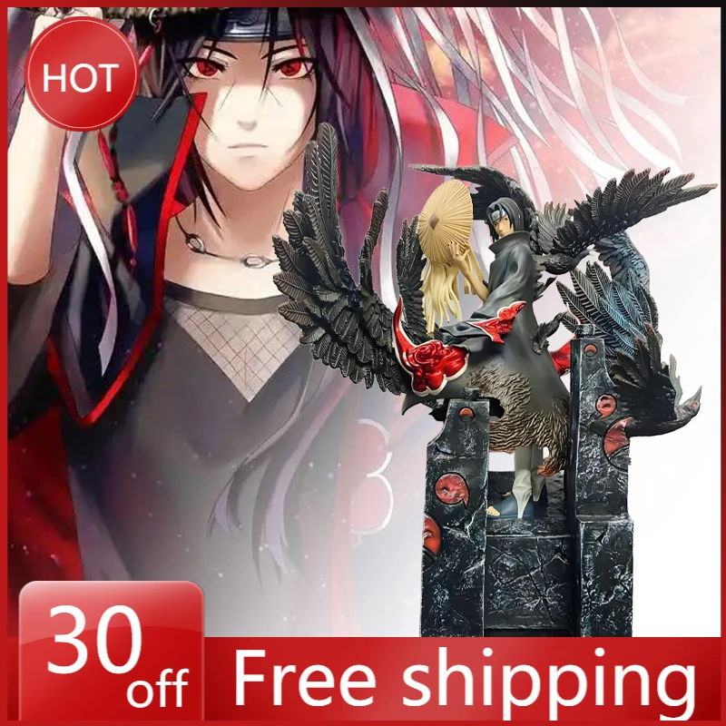 36 cm NARUTO Anime Figuren Akatsuki Uchiha Itachi Statue Szene Modell Puppe Spielzeug Ornamente Action Figur Sharingan Amaterasu Geschenk