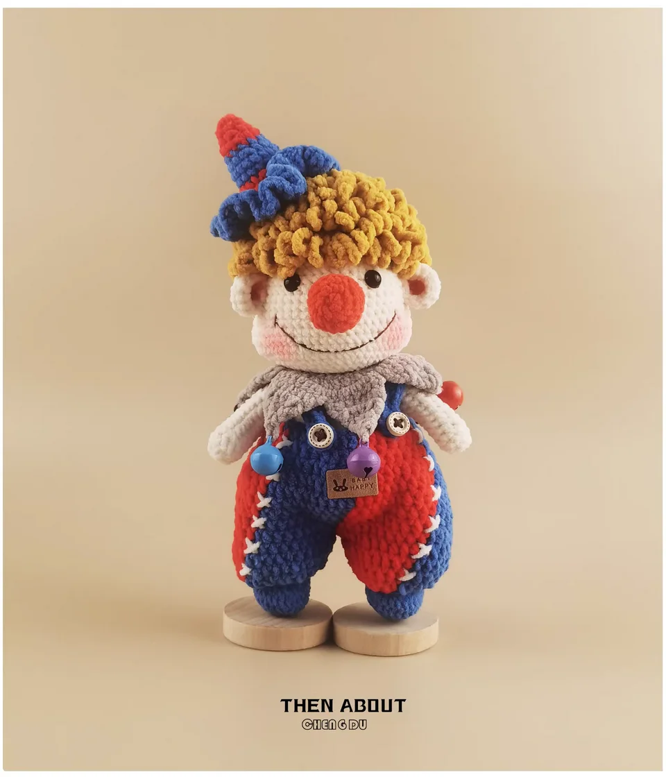 

Оригинальная шерстяная кукла-клоун ручной работы, связанная крючком, кукла для пожилых людей, ниша, роскошные подарки для людей.