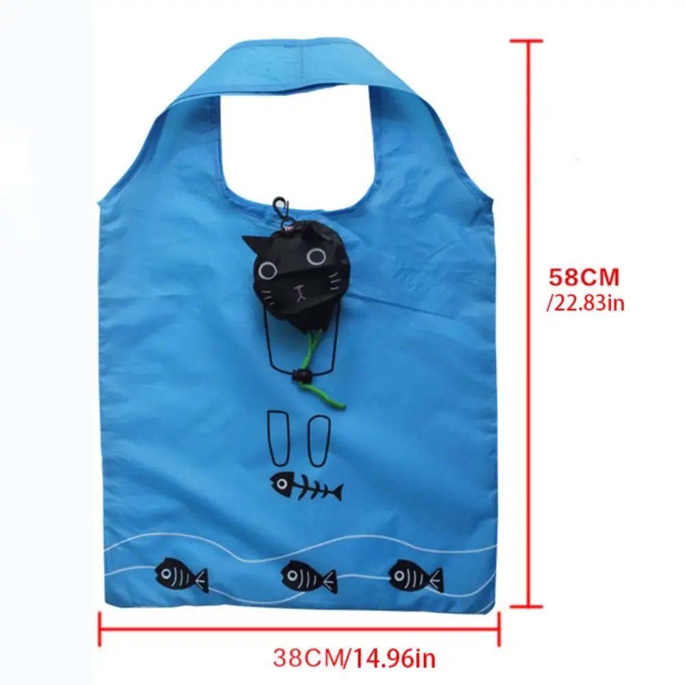 패션 개구리 접이식 쇼핑 가방 고양이 만화 접이식 에코 가방 친환경 재사용 가능한 쇼핑 보관 가방 여행