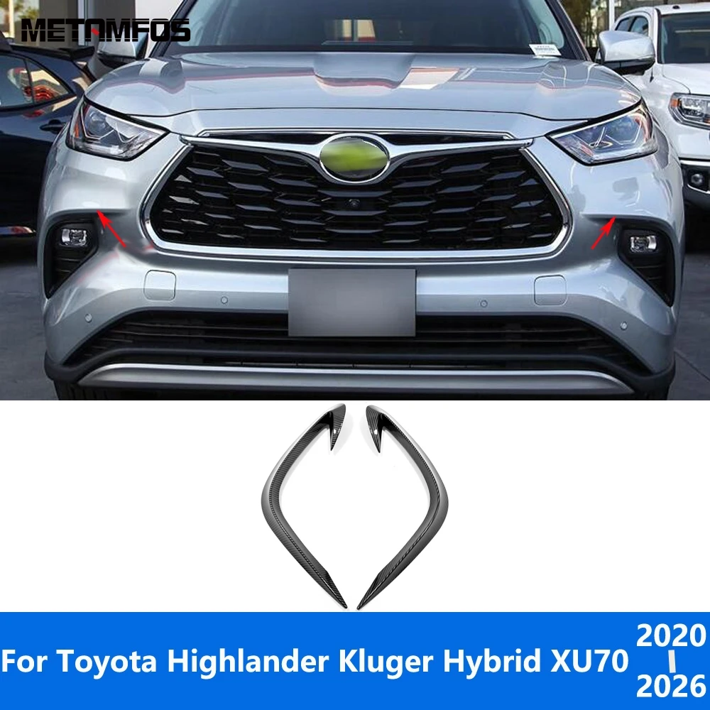 

Front Fog Light Lamp Eyelid Eyebrow For Toyota Highlander Kluger Hybrid 2020-2025 2026 Carbon Fiber Foglight Strip Accessories