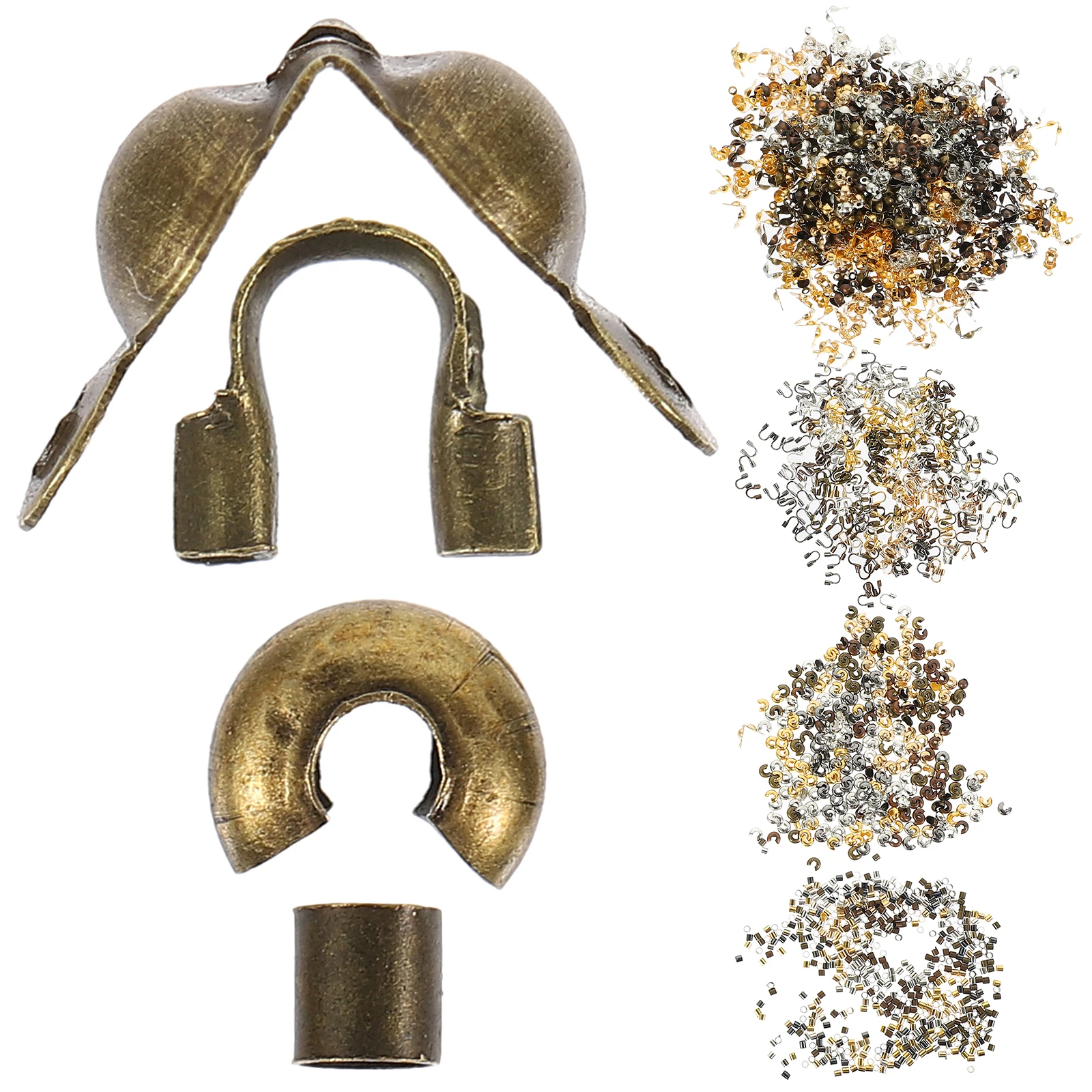 

2100pcs Crimp Beads Jewelry Making Accessories Reusable Diy Bracelet Necklace Parts Metal Crimping Beads Earring Hook Lobster