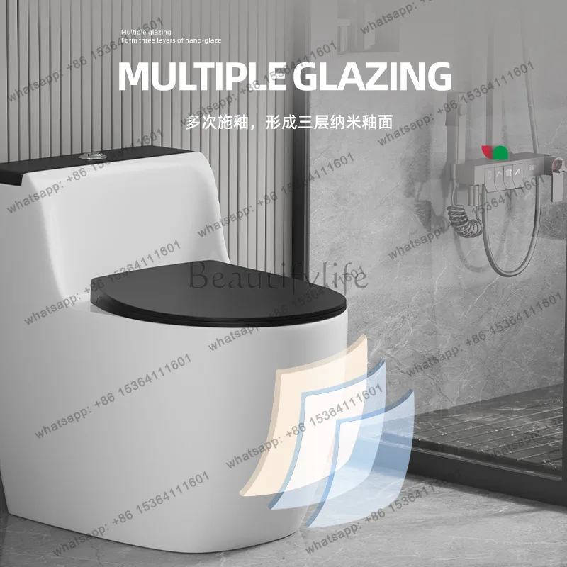 Small apartment siphon toilet anti-blocking large diameter, hotel apartment silent deodorant toilet