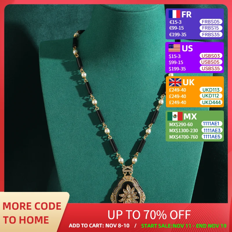 

Винтажный кулон, эмаль, солнечный цветок, черное ожерелье, цепочка золотого цвета с рисовыми бусинами для женщин, аксессуары, антикварные ювелирные изделия, роскошные новые