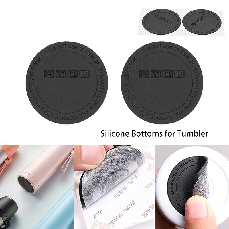 4Pcs/set Round Black Rubber Coaster Pad Self Adhesive Cup Bottom Stickers Non-slip Anti-scald Tumbler Cup Protective Pads