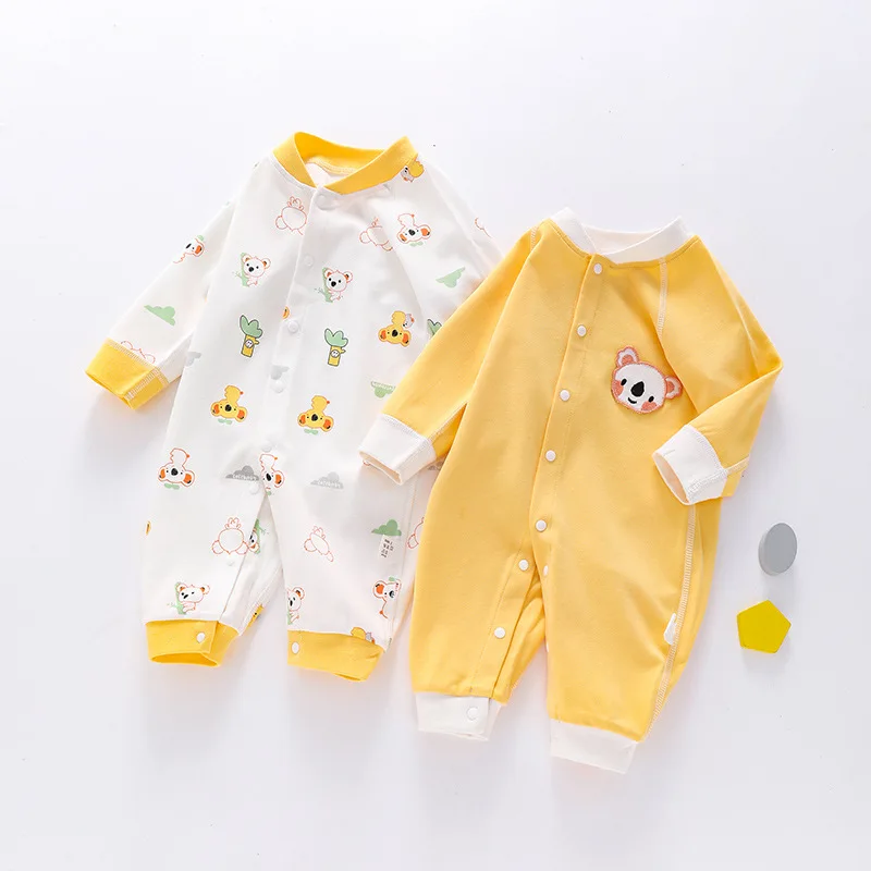 Newborn Baby Clothes with Boneless Buttons Baby Jumpsuit with Four Seasons Button Closure Jumpsuit In Spring and Autumn