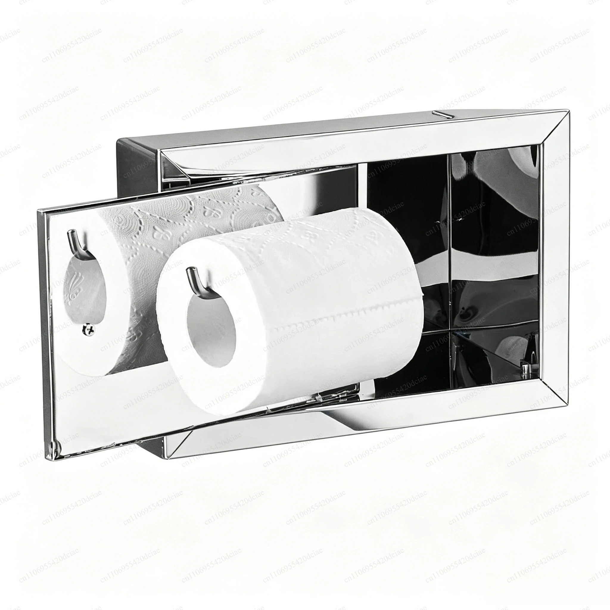 

Recessed Hidden Wall Mount Tissue Dispenser, 304SS Embedded Single Toilet Roll Storage Box for Bathroom