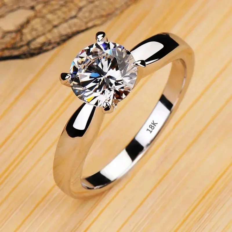 New Exquisite And Never-Fading Luxury Classic Ring Single Stone 50 Points/1 Carat/2 Carat Zirconia Open Ring For Women Jewelry