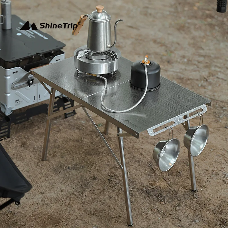 

Outdoor Camping Stainless Steel Folding Table Heat Resistant and Scratch Resistant Barbecue Table Portable Stand Picnic Table