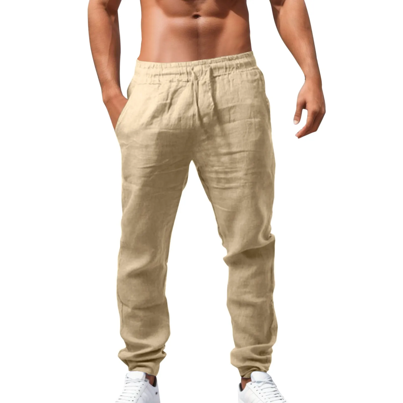 FjCasual Proximity Wstring 03/Pants-Pantalon d'entraînement en lin solide respirant pour hommes, Sportif, Nouveau, Été