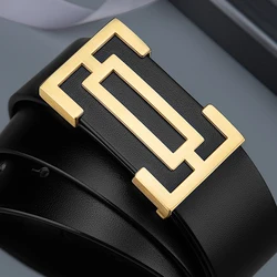 Genuine Leather Belts For Men Designer High Quality Mens Belt Brand Buckle H Stainless Steel Vegetable Tanned Leather Belt