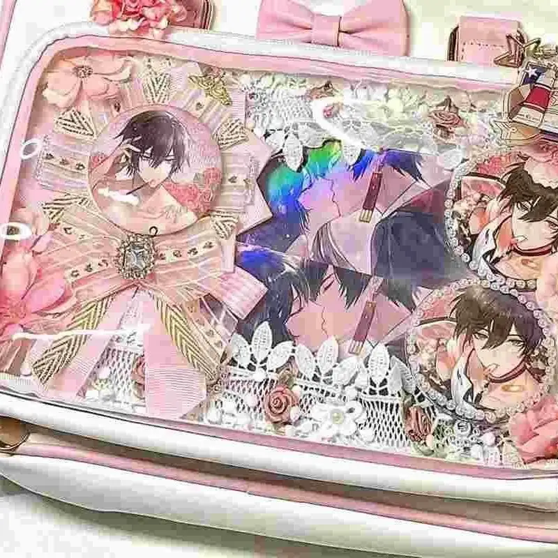 Y2K Nette Schleife Ita Tasche Mädchen Transparente Umhängetasche Frauen Mode Umhängetasche Messenger Tasche Ladys DIY Abzeichen Tote Tasche Lolita Handtasche – Detail 9