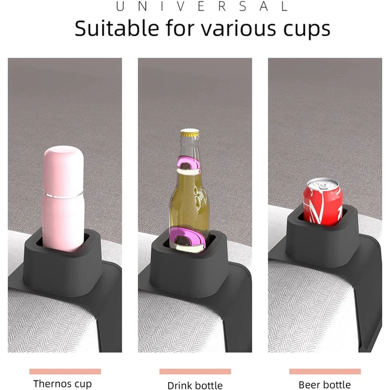 Hot Couch Cup Holder, Anti-Spill Sofa Cup Holder Silicone Drink Coaster, Fit For Sofa Recliner And Armchairs, Black
