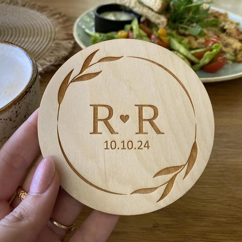 Personalized 20PCS Wooden Coasters with Custom Engraving Rustic Wedding Coasters  Personalized Drink Coasters