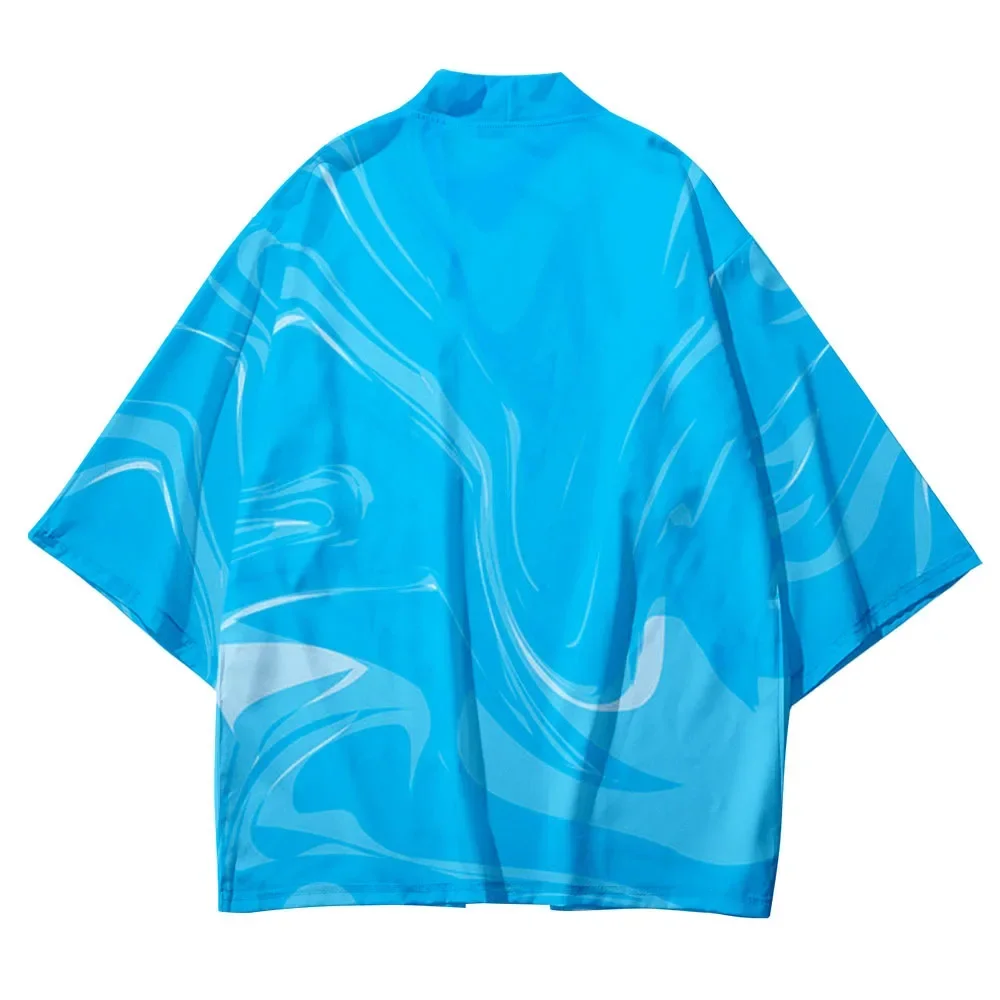 Men\'s Kimono Orange Summer Loose Japanese Street Wear Cardigan Women\'s Harajuku Haori Large Size Purple Blue Kimono Tops Yukata
