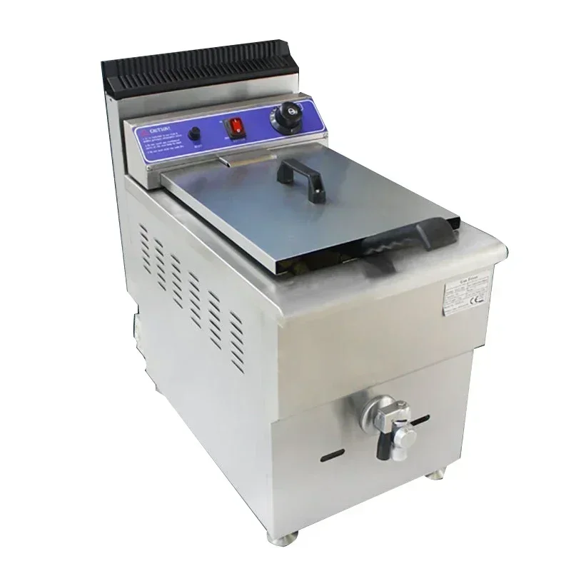 Desktop LPG Fryer with Oil Valve Fried Chicken Equipment GF-181V/Gas Fryer 18L Single Cylinder French Fries Fryer//