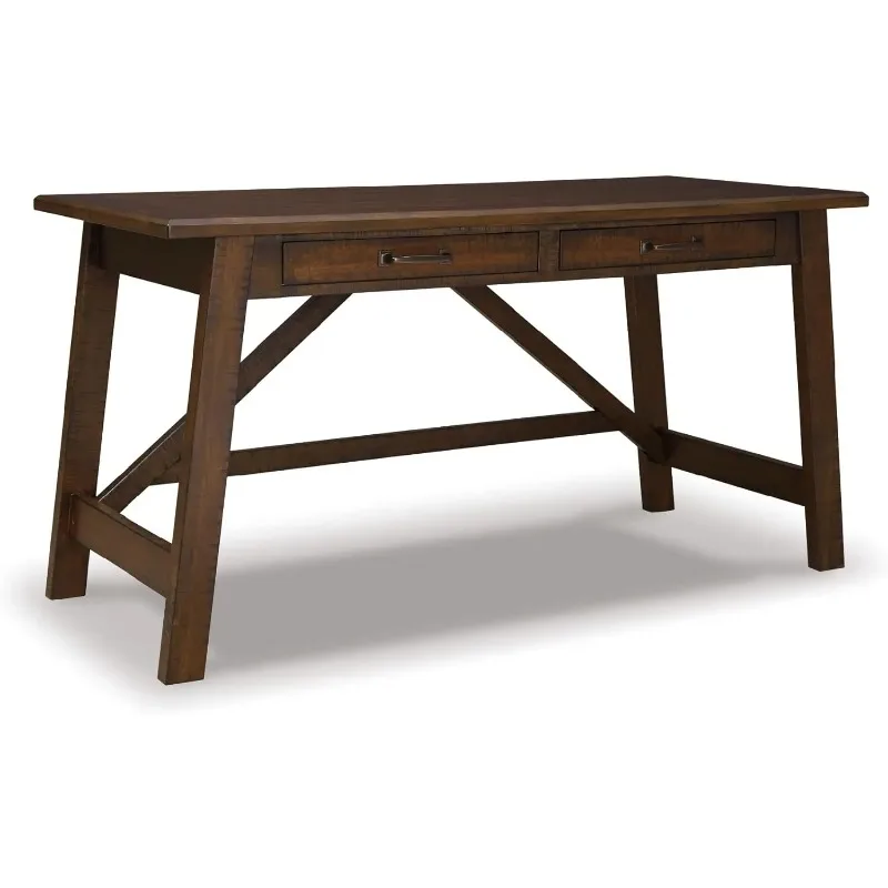 

Baldridge Rustic Home Office Desk, Distressed Brown,customizable