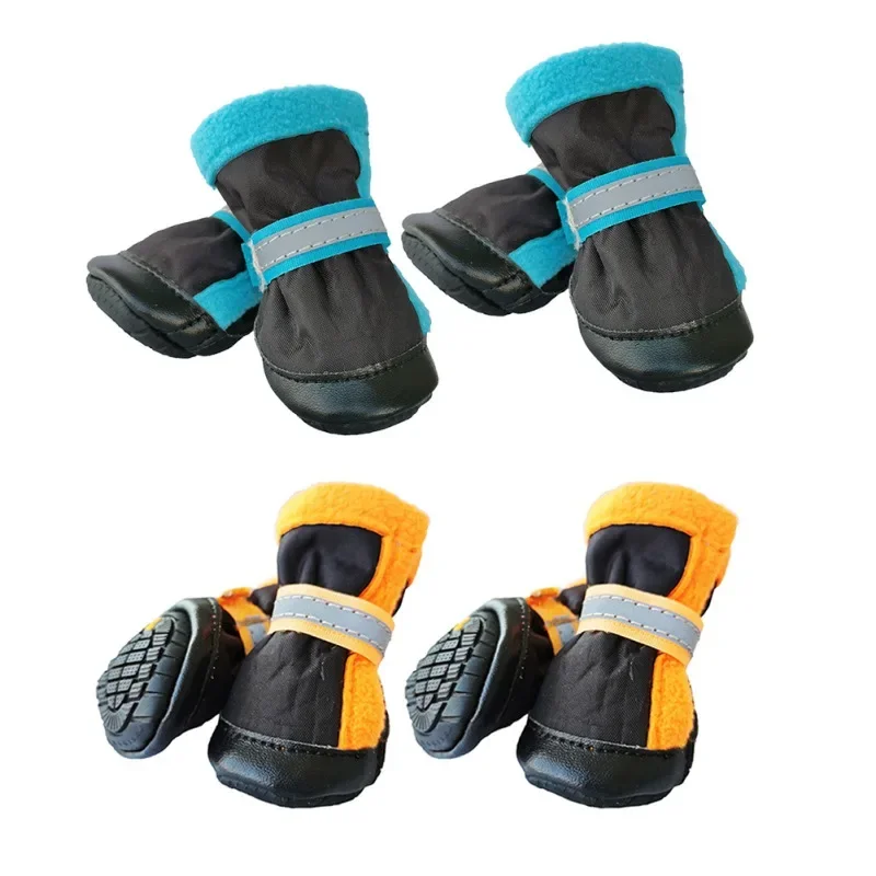 

4pcs Dog Boots Pet Antiskid Shoes Winter Warm Waterproof Reflective Puppy Paw Protectors Booties For Small Medium Dogs