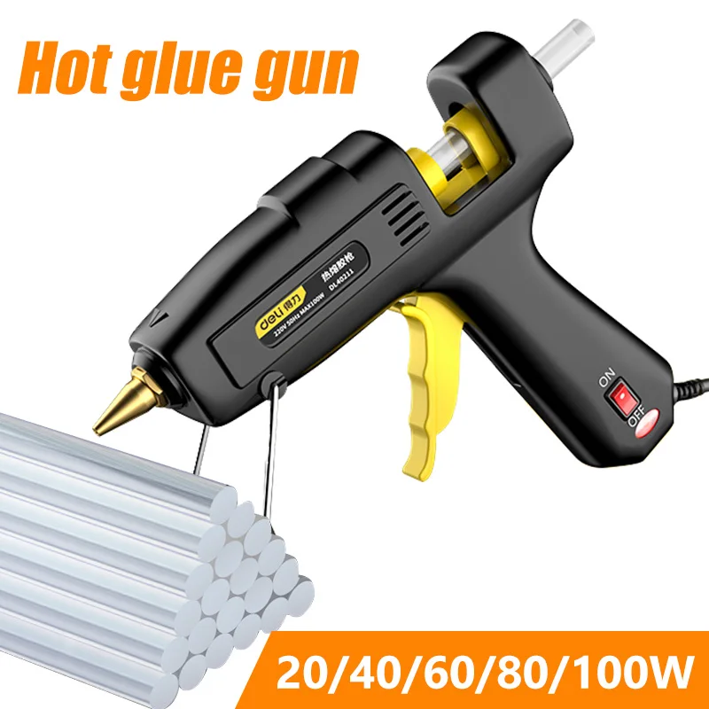 Deli Mini Hot Melt Glue Gun with 7MM/10MM Transparent Glue Stick Household Handmade Small Glue Gun Electric Repair DIY Tools