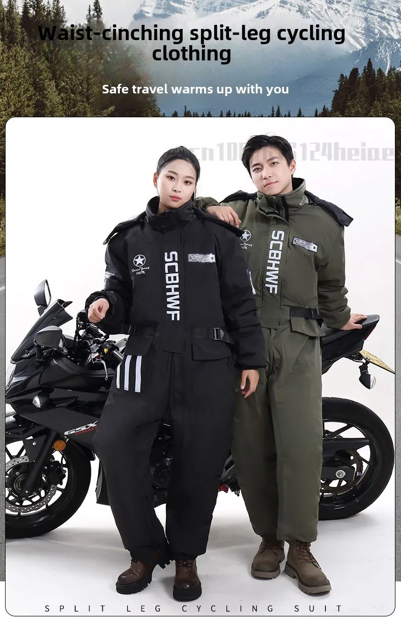 Winter Thick Fleece Jumpsuit for Men Women Cold Resistant