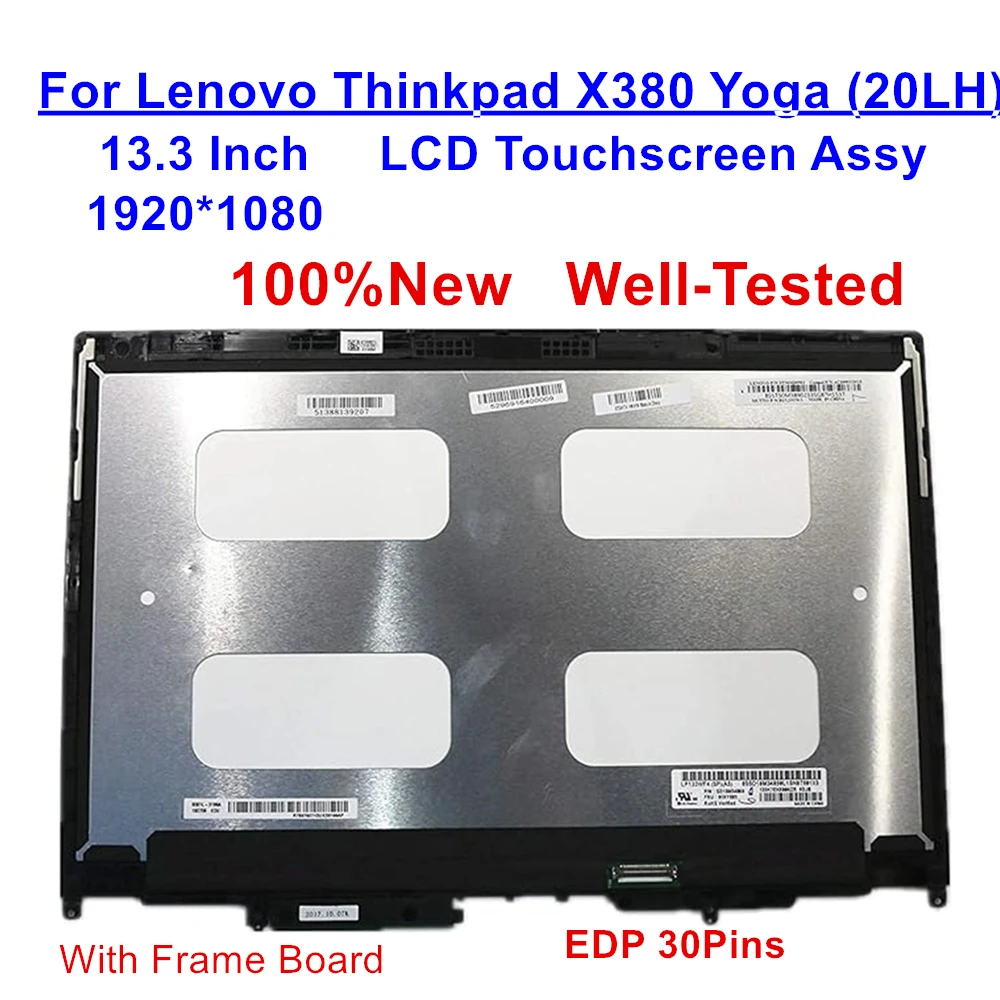 

01LW983 New Screen 13.3" 1920*1080 for Lenovo Thinkpad X380 Yoga (20LH) LCD Touchscreen with Bezel Board Assembly