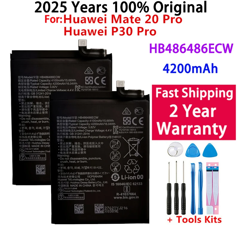

100% Original Replacement 4200mAh Battery HB486486ECW For Huawei P30 Pro Mate20 Pro Mate 20 Pro Genuine Phone Batteries